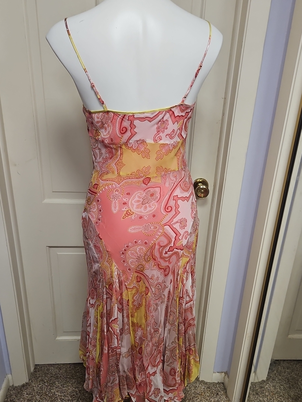 Ice Vintage  Y2k Silk Paisley Floral Maxi Dress with Sheer Bolero - Picture 10 of 11